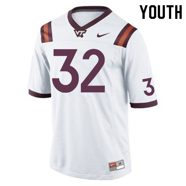 Youth #32 Ny'Quee Hawkins Virginia Tech Hokies College Football Jerseys Sale-White - Click Image to Close